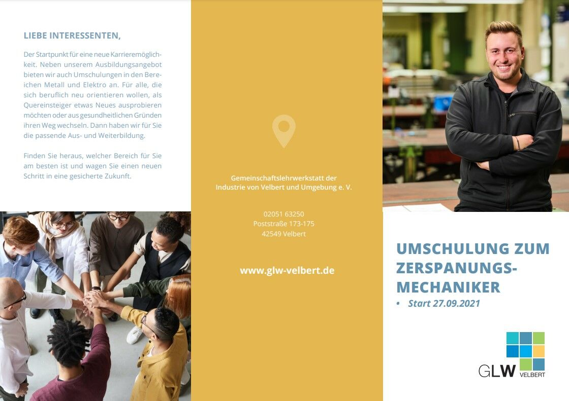 Flyer Umschulung Zerspanungsmechaniker | Gemeinschaftslehrwerkstatt Velbert